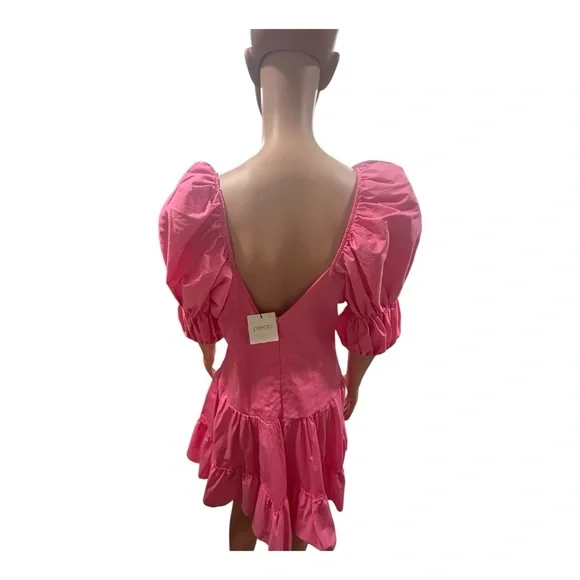 Peixoto Vibrant Pink Puff Sleeve Mini Dress - Picture 6 of 6
